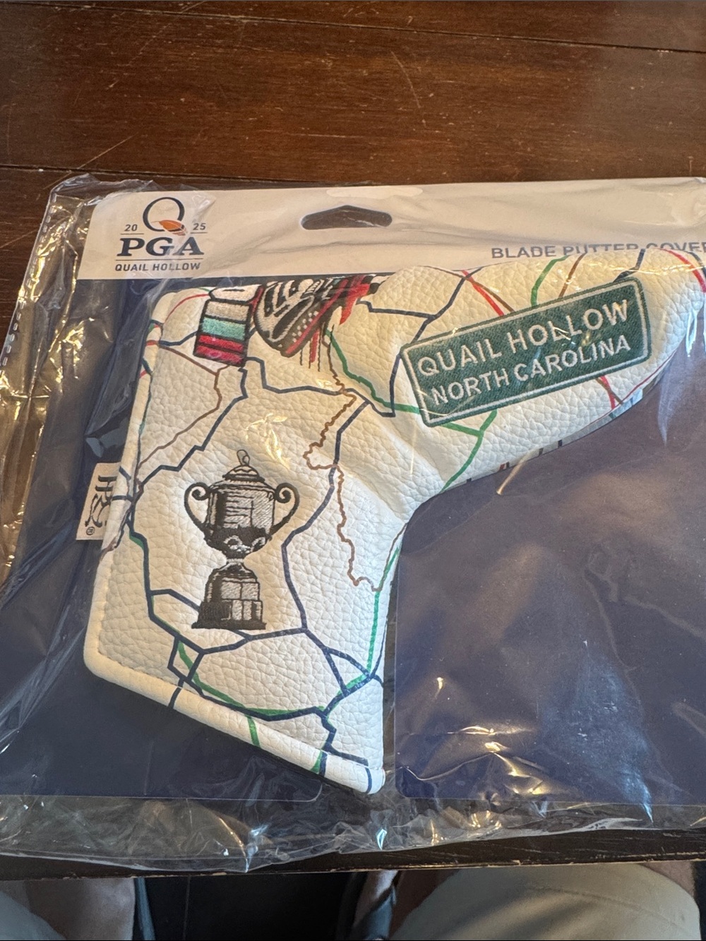 PGA Tour Quail Hollow North Carolina White Blade Putter Cover with Green Patch